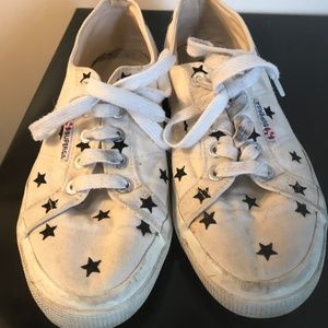 Women's Superga Sneakers white with black stars Size 8